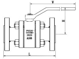 (法蘭)高壓球閥結構圖 高壓鍛鋼球閥(圖1)