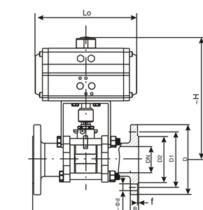 Q641F氣動三片式法蘭球閥(圖1) Q641F氣動三片式法蘭球閥(圖1)