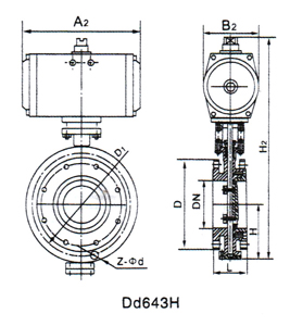氣動三片式法蘭蝶閥(圖1) 氣動三片式法蘭蝶閥(圖1)